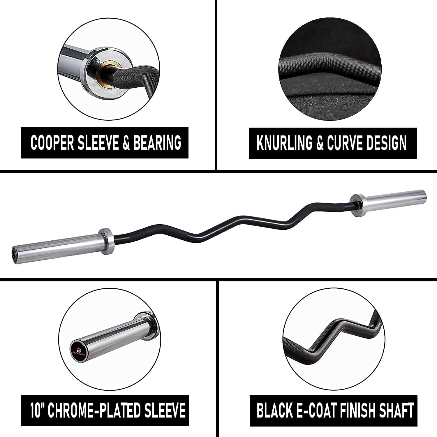 56'' Olympic Curl Bar, EZ Curl Barbell, 400 LB Weight Capacity Galvanized Lifting Bar for Strength Training, Biceps Curl and Triceps Extensions