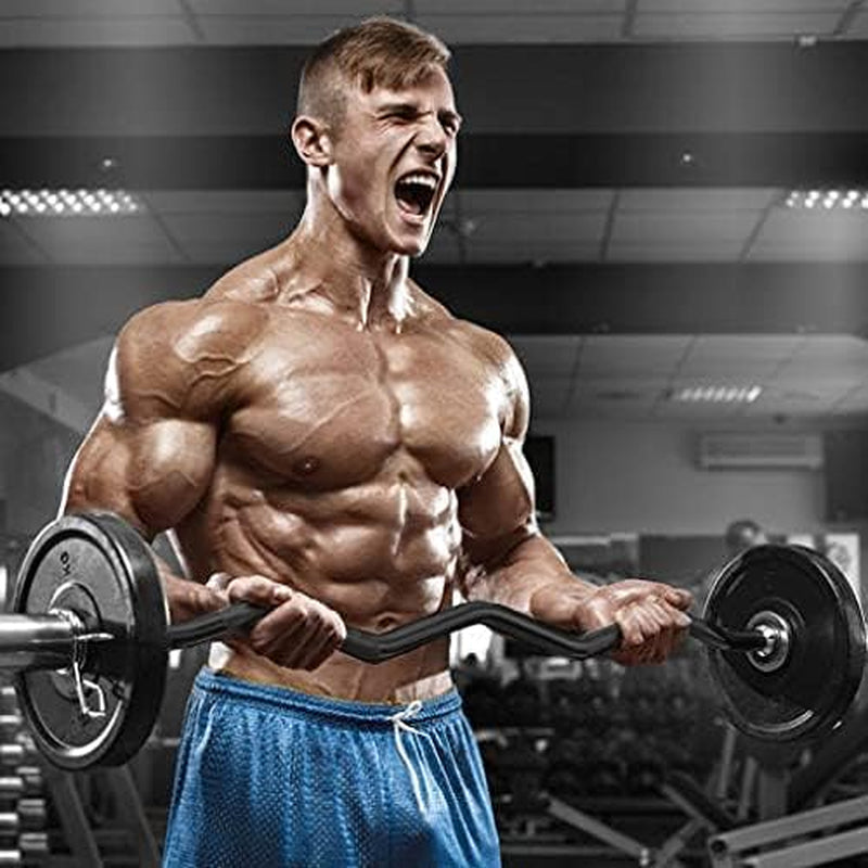 56'' Olympic Curl Bar, EZ Curl Barbell, 400 LB Weight Capacity Galvanized Lifting Bar for Strength Training, Biceps Curl and Triceps Extensions